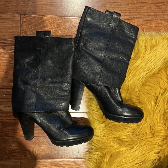 Nine West vintage Black Heeled ankle leather  boots Sz 9.5 - Picture 4 of 15